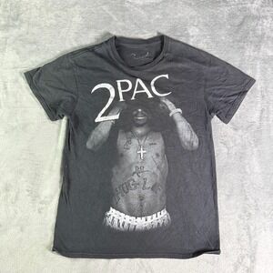 2Pac Bravado Y2K Tupac Shakur Graphic Tee Shirt Black Thug Life Portrait Print